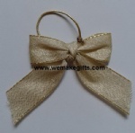 Gold metallic fabric ribbon bow tie with elastic loop