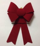 Red flocked PVC ribbon bow