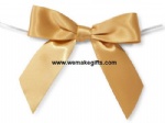 Gold satin decorative bow with twist tie