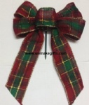 Tartan fabric bow tie with wooden pick